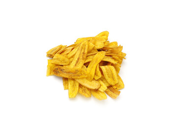 ฺBanana chips isolated on white background.