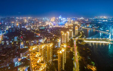 Large-format aerial photography of Fuzhou city night scene