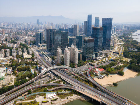 Aerial photography of Fuzhou city scenery panorama