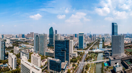 Fototapeta na wymiar aerial photography ningbo city architecture landscape skyline large format
