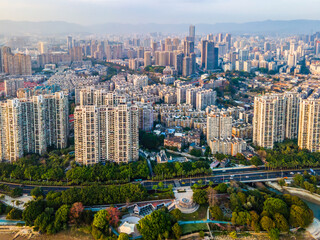 Obraz premium Aerial photography of Fuzhou city scenery panorama