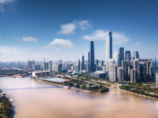Naklejka premium aerial photography guangzhou city skyline