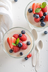 Delicious and cold Panna Cotta as a classic Italian dessert.