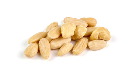 Organic Cashew nuts, close-up, isolated on white background.