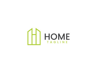 Real estate logo template, Letter H and building concept