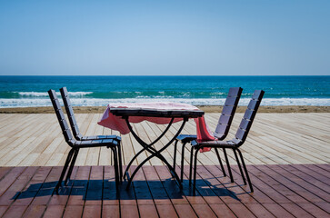 Outdoor dining on the beach