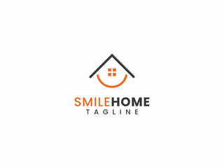 Smile home logo template, Happy face and home concept