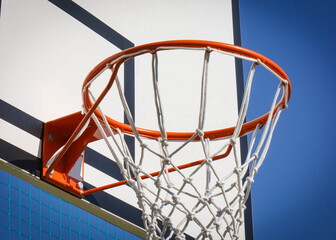 Basketball board with hoop. Sport and recreation time