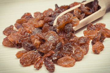 Fresh healthy raisins containing vitamins and minerals. Nutritious eating