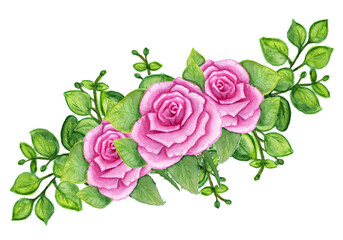 Watercolor bouquets of spring flowers . Suitable for greeting cards,invitations,design works,crafts and hobbies.