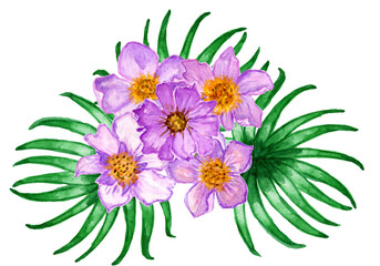 Watercolor bouquets of spring flowers . Suitable for greeting cards,invitations,design works,crafts and hobbies.
