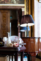 Romantic vintage interior of a hotel restaurant