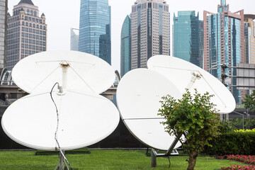 Modern urban architecture and satellite antenna
