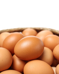 brown eggs on white background
