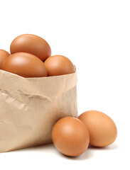 brown eggs on white background