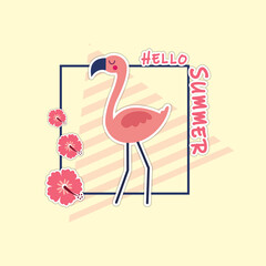 Vector summer cards with phrases. Beautiful posters, stickers for kids' t-shirts, rooms, or bedrooms. Beautiful backgrounds with summer fruits, trees, Flamingo ,and Flowers. Hand-drawn letters.