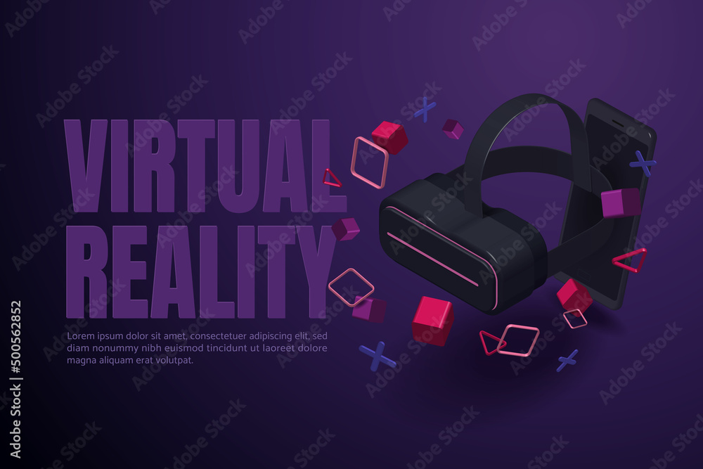 Aufkleber smartphone and virtual reality glasses with objects floating around