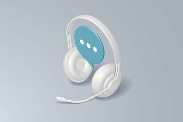 Headphones with microphone with speech bubble chat icon