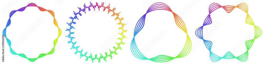 Poster Set of Vector Round and Circle Frames for Copy space Design. Rainbow colors circles design elements. 