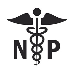 Medical symbol caduceus nurse practitioner NP vector illustrator © Raihan
