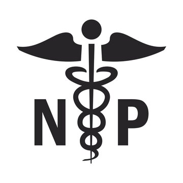 Medical symbol caduceus nurse practitioner NP vector illustrator