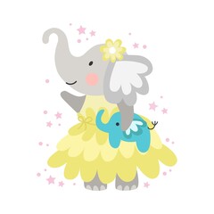 Cute vector illustration of an elephant. Design element.