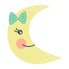 Cute vector moon illustration. Design element.