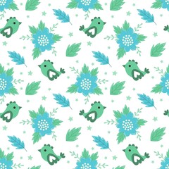 Naklejka premium Vector Seamless pattern of flowers. Spring background.