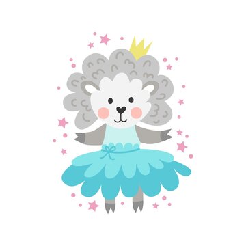 Cute vector illustration of a sheep ballerina. Design element.