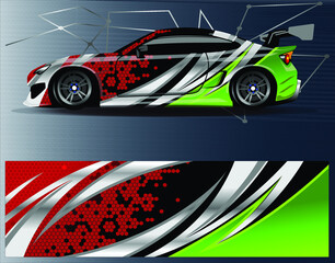 Obraz na płótnie Canvas Race car wrap decal designs. Abstract racing and sport background for car livery or daily use car vinyl sticker