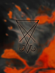 Magic symbol on abstract background, black and red, 3D rendering