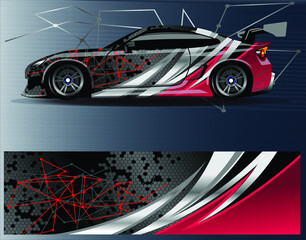 Race car wrap decal designs. Abstract racing and sport background for car livery or daily use car vinyl sticker