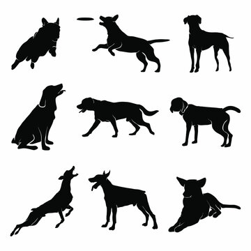 dog silhouette vector set, dog illustration