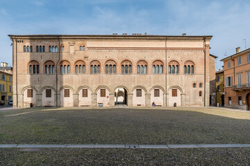 Fototapeta na wymiar Vescovado palace and Piazza Duomo square in Parma, Italy