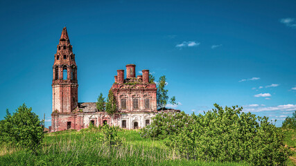 Fototapeta premium landscape abandoned orthodox church