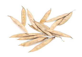 dried bean pods isolated on white background