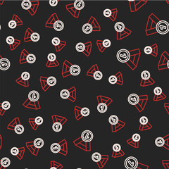 Line Medal icon isolated seamless pattern on black background. Winner symbol. Vector