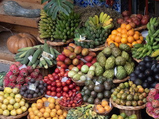 Fresh fruit and vegetables in a market in Funchal, Madeira