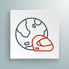 Line Racing helmet icon isolated on white background. Extreme sport. Sport equipment. Colorful outline concept. Vector