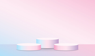 trendy sweet pastel gradient color product podium display 3d illustration vector for putting your object