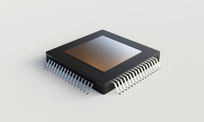 3D Rendering of semiconductor chip with studio lighting