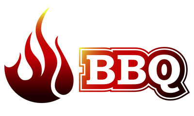 A flame logo bbq vector image. For cafe who grilled on fire