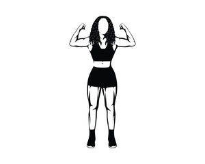 Female silhouette doing a bicep curl -Fitness club logo