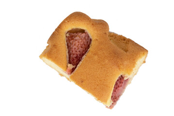 Piece of Homemade Yeast dough With Strawberries