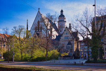 Blick auf die Thomaskirche, Johann Sebastian Bach, Leipzig, Sachsen