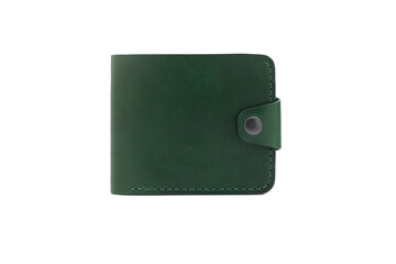 Stylish leather green men wallet isolated on white background. 