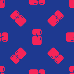 Red Refrigerator icon isolated seamless pattern on blue background. Fridge freezer refrigerator. Household tech and appliances. Vector