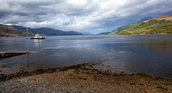 Looking north along Loch Linnhe from the west side of the Corran Ferry crossing.