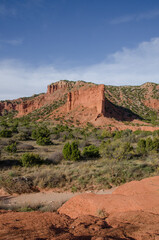 A sandstone tower of red rock at Caprock Canyons State Park.