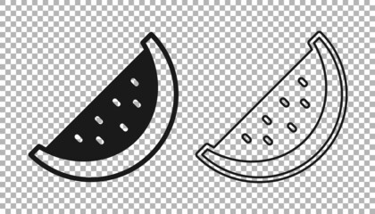 Black Watermelon icon isolated on transparent background. Vector